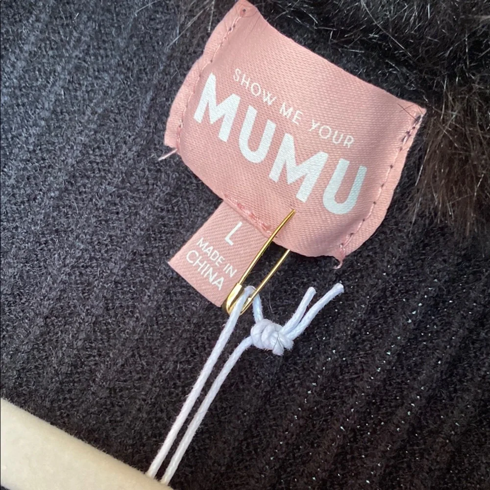 Brand new Show Me Your MuMu Black Cardigan with Faux Fur Collar Size Large - Picture 4 of 10
